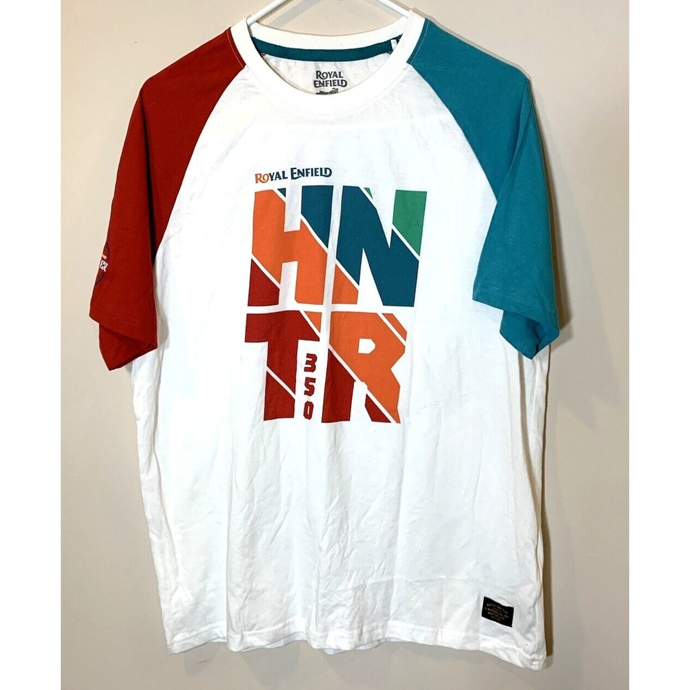 Royal Enfield Hunter 350 T-Shirt Mens Medium White Cotton Motorcycle India EUC